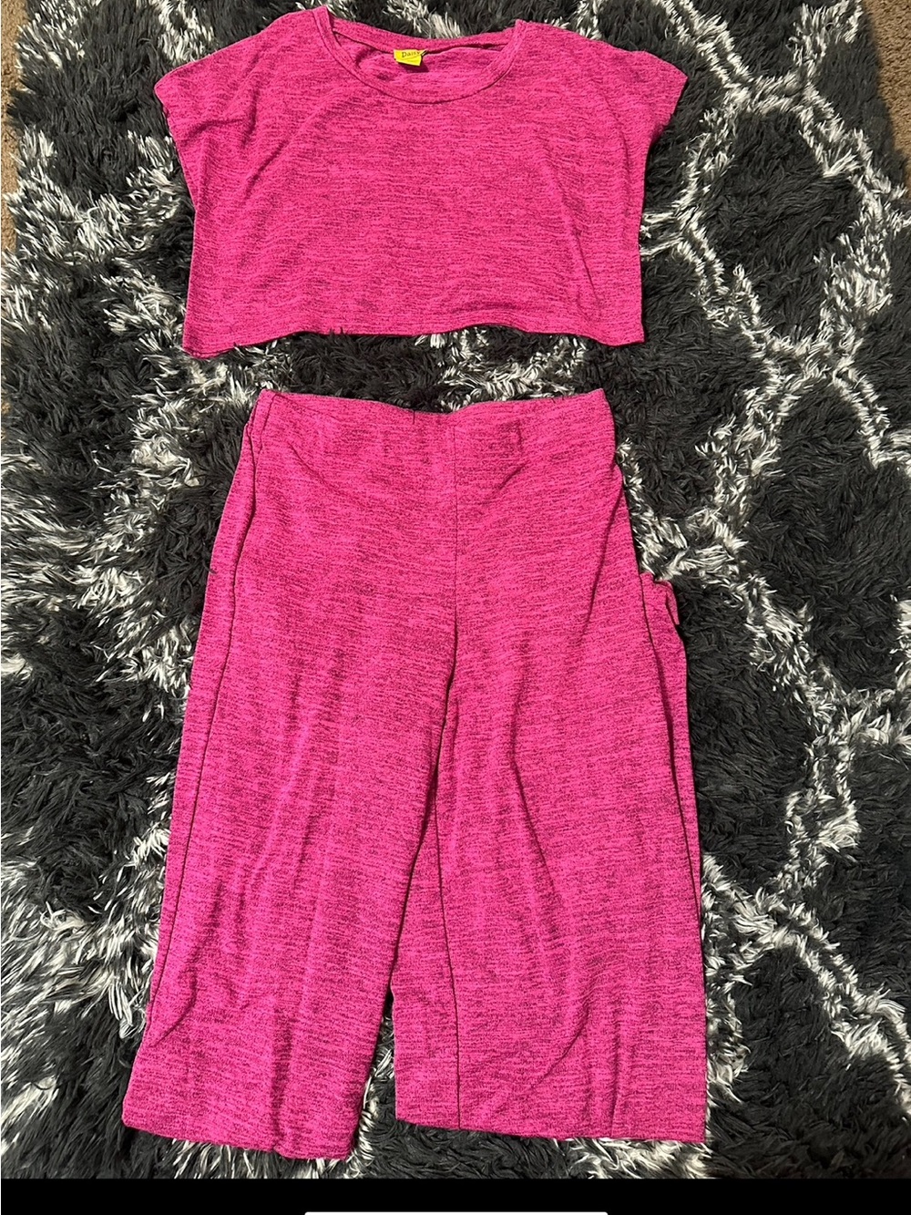 Pink Lounge Crop Top & Wide-Leg Pants Set